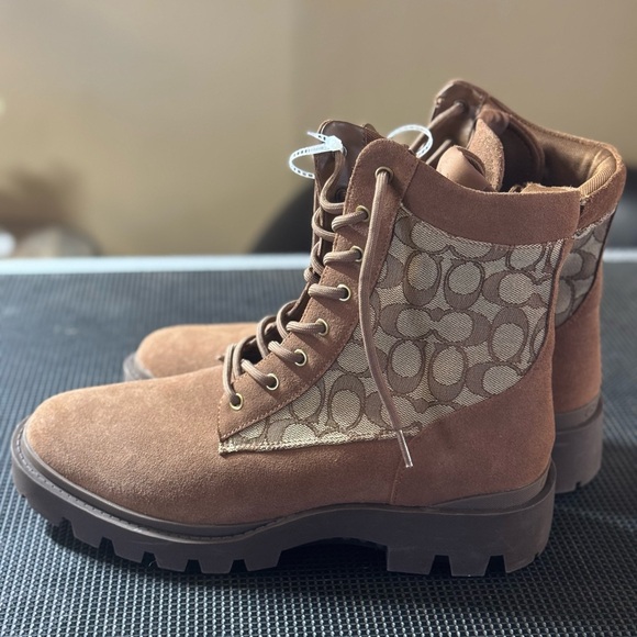 NWOB COACH khaki signature jacquard city sole boot men’s size 12 - Picture 6 of 13